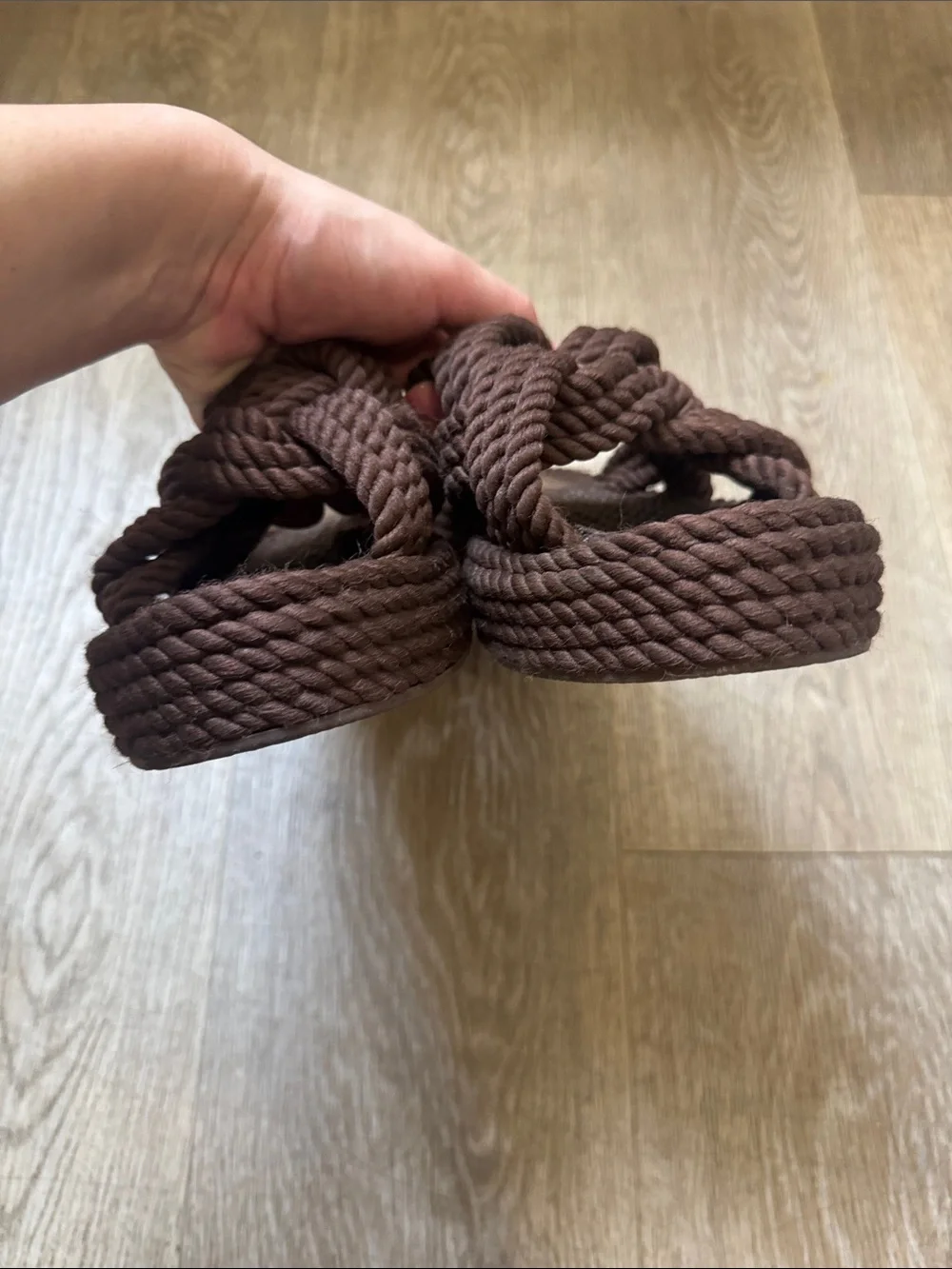 H&M Dark Brown Braided Rope Slide Sandals